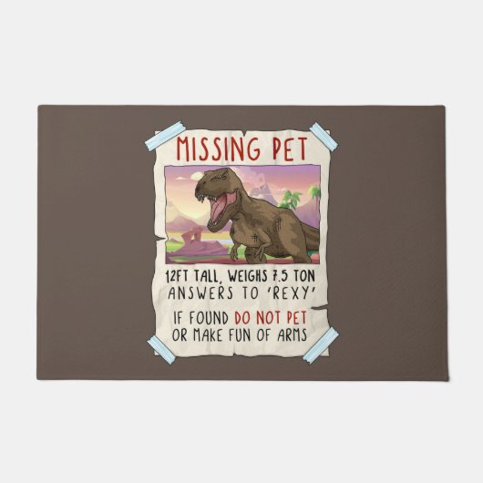 Funny T Rex Tshirt, Funny Missing Pet Tee, Dinosau Fußmatte (Vorderseite)
