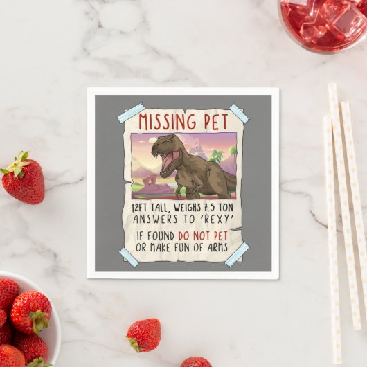 Funny T Rex Tshirt, Funny Missing Pet Tee, Dinosau Serviette (Beispiel)