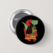 Funny T Rex Vampire Trick oder Treat Happy Hallowe Button (Vorne & Hinten)