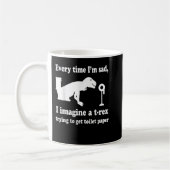 Funny T-Rex versucht, Toilettenpapier Geschenk zu Kaffeetasse (Links)