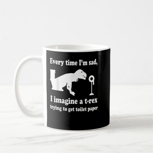 Funny T-Rex versucht, Toilettenpapier Geschenk zu Kaffeetasse (Links)