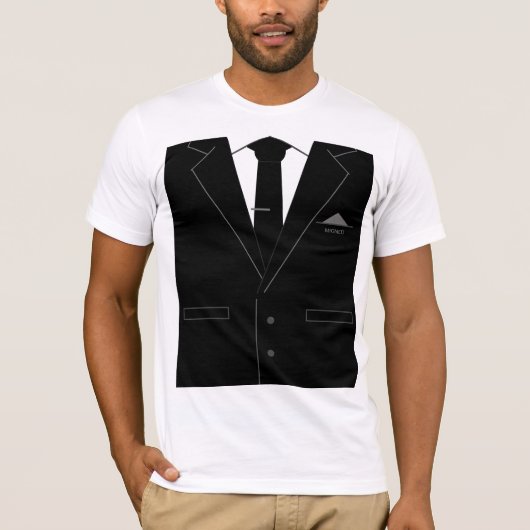 Funny T - Shirt Business Black Anzug mit Neck Tie (Vorderseite)