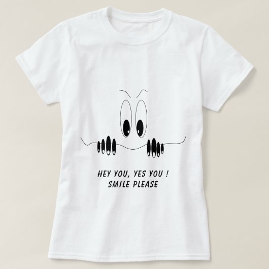 Funny T - Shirt Curiosity Eyes Smile - Custom Text (Design vorne)