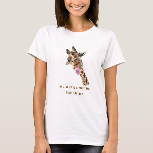 Funny T - Shirt Gift Playful Giraffe - Ihr Text (Vorderseite)