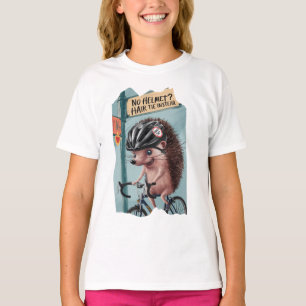 Funny T - Shirt, Igel in einem Helm T-Shirt