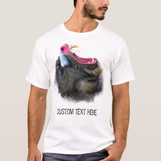 Funny T - Shirt mit Angry Mandrill und Custom Text (Vorderseite)