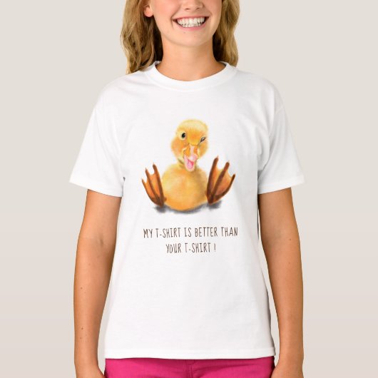 Funny T - Shirt mit Happy Playful Duck Custom Text (Vorderseite)