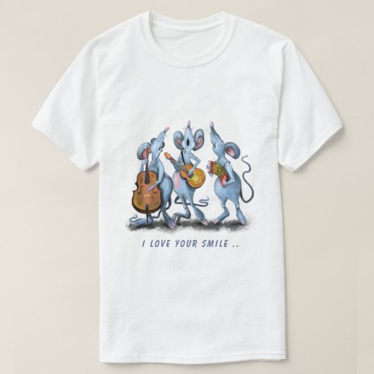 Funny T - Shirt mit Mouse Music Band - Custom Text (Design vorne)