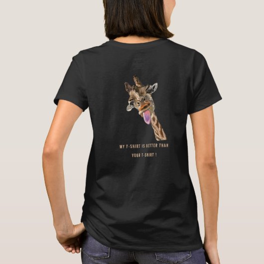 Funny T - Shirt Playful Giraffe - Benutzerdefinier (Rückseite)