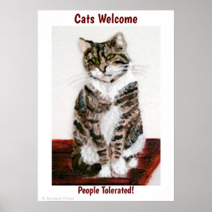 Funny Tabby Cat Art Poster