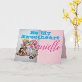 Funny Tabby Cat Be My Sweetheart Women Name Card Karte