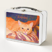 Funny Tabby Cat Bright Orange Niedlich Metall Brotdose (Vorderseite)
