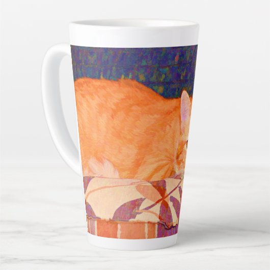 Funny Tabby Cat Bright Orange Niedlich Milchtasse (Linke Ecke)