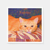 Funny Tabby Cat Bright Orange Niedlich Serviette (Vorderseite)