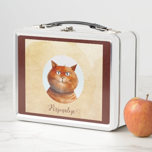 Funny Tabby Cat Feline Personalisiert Metall Brotdose (Beispiel)