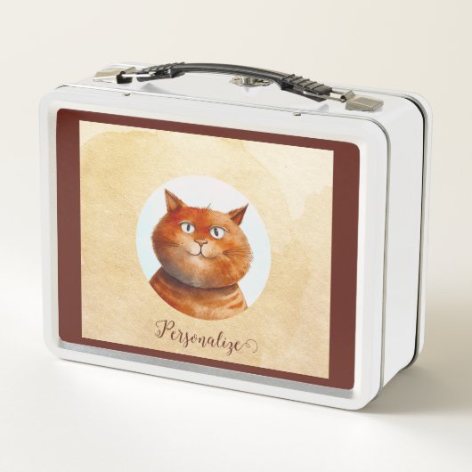 Funny Tabby Cat Feline Personalisiert Metall Brotdose (Rückseite)