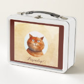 Funny Tabby Cat Feline Personalisiert Metall Brotdose (Vorderseite)