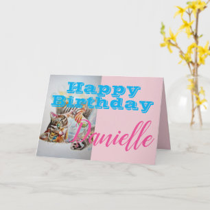 Funny Tabby Cat Happy Birthday Frauen Name Card Karte
