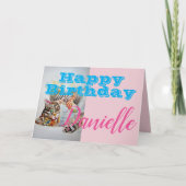 Funny Tabby Cat Happy Birthday Frauen Name Card Karte (Vorderseite)