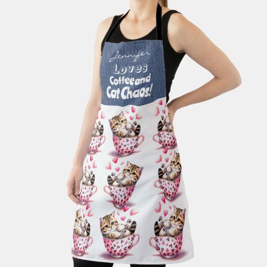 Funny Tabby Cat Kaffee Lover All-over Print Schürz Schürze (InSitu)