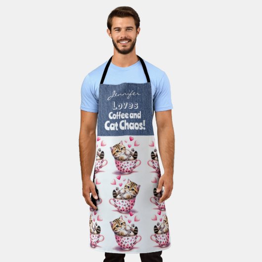 Funny Tabby Cat Kaffee Lover All-over Print Schürz Schürze (Getragen)