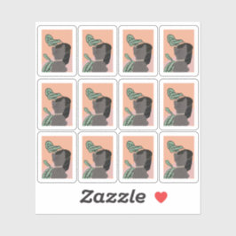 Funny Tabby Cat Pflanze Rahmen anzeigen Aufkleber