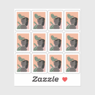 Funny Tabby Cat Pflanze Rahmen anzeigen Aufkleber