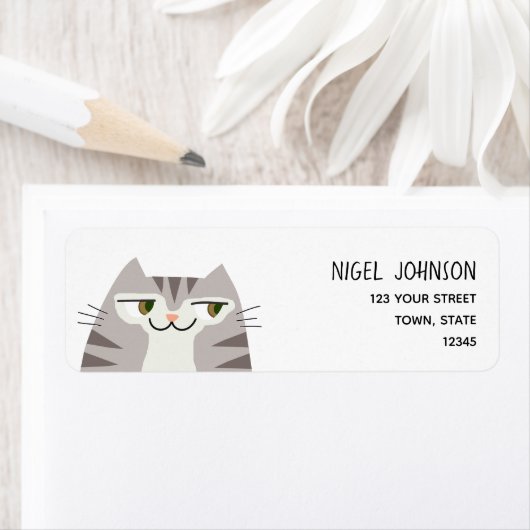 Funny Tabby Cat Rücksendeadresse (Insitu)