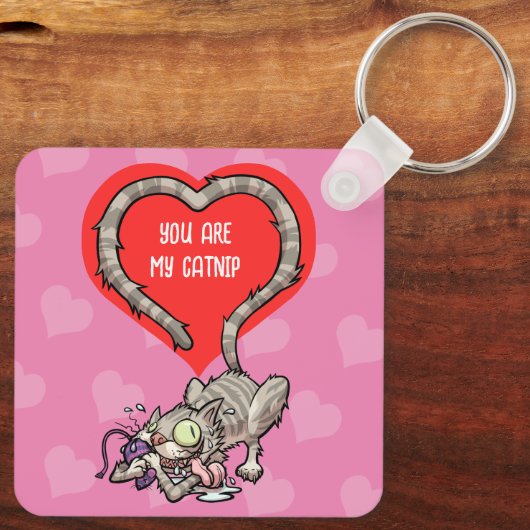 Funny Tabby Cat You Are My Catnip Valentine's Schlüsselanhänger (Rückseite)