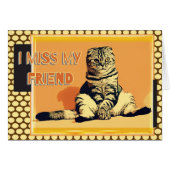 Funny Tabby Fat Cat I Miss My Friend Grußkarte (Vorderseite (Horizontal))