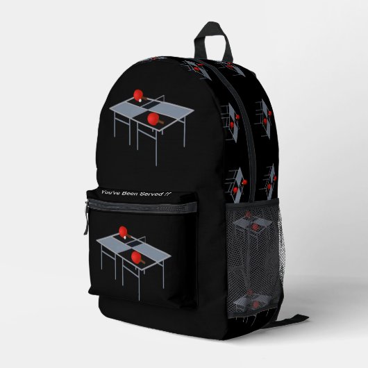 Funny Table Tennis serviert, Full Print Ruckpack Bedruckter Rucksack (Rückseitige Ecke Rechts)
