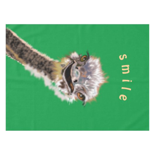 Funny Tablecloth mit Happy Ostrich - Lächeln Tischdecke (Vorderseite (Horizontal))
