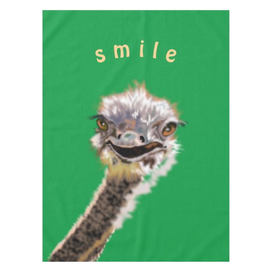 Funny Tablecloth mit Happy Ostrich - Lächeln Tischdecke (Vorderseite)