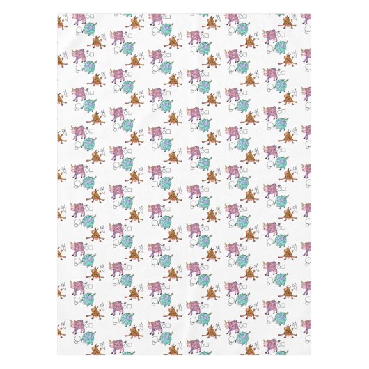 Funny Tableclout mit farbigen geometrischen Kühen Tischdecke (Vorderseite)