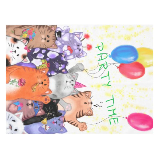 Funny Tableclout mit Happy Cats Party Benutzerdefi Tischdecke (Vorderseite (Horizontal))