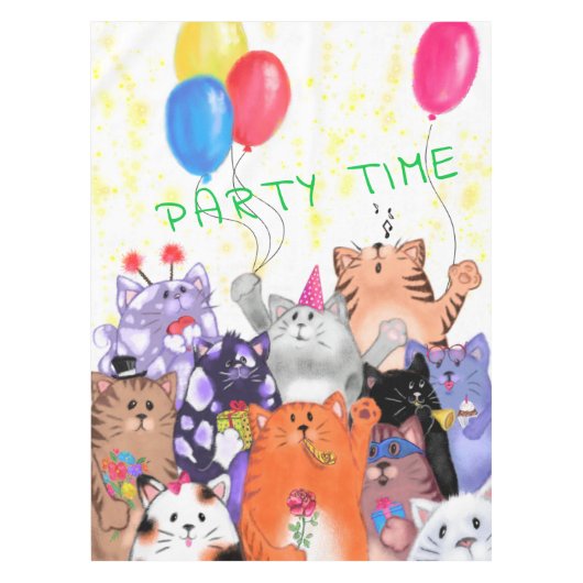 Funny Tableclout mit Happy Cats Party Benutzerdefi Tischdecke (Vorderseite)