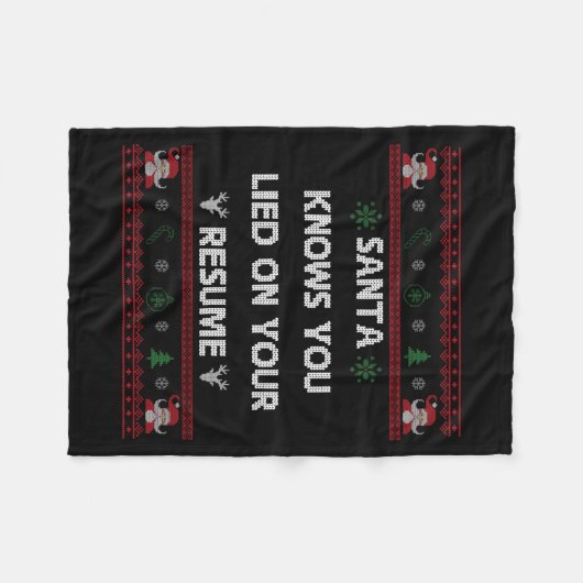 Funny Tacky Santa Knows You Lied On Your Resume Ug Fleecedecke (Vorderseite (Horizontal))