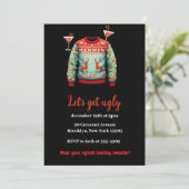 Funny Tacky Ugly Sweater Christmas Party Einladung (Stehend Vorderseite)