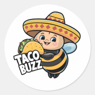 Funny Taco Buzz Bumble Bee Runder Aufkleber