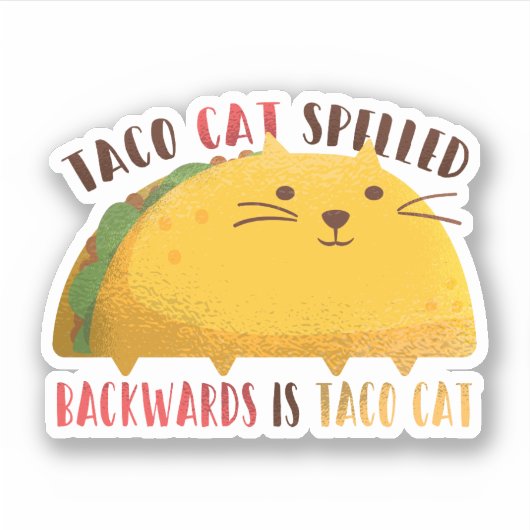 Funny Taco Cat Cartoon Teen Boy Girl Mexikanisches Aufkleber (Vorderseite)
