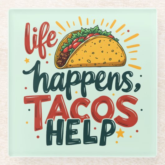 Funny Taco Lover Fiesta Feinschmecker Spaß Glasuntersetzer (Vorderseite)