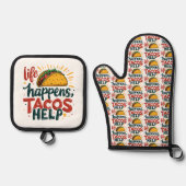 Funny Taco Lover Fiesta Feinschmecker Spaß Ofenhandschuh & Topflappen-Set (Vorderseite)