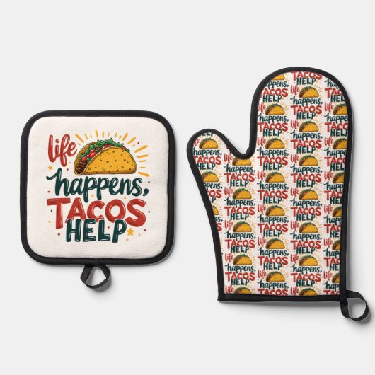 Funny Taco Lover Fiesta Feinschmecker Spaß Ofenhandschuh & Topflappen-Set (Vorderseite)