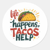 Funny Taco Lover Fiesta Feinschmecker Spaß Runder Aufkleber (Vorderseite)