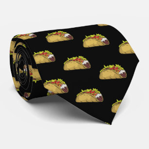 Funny Taco mexikanisches Muster schwarz Krawatte