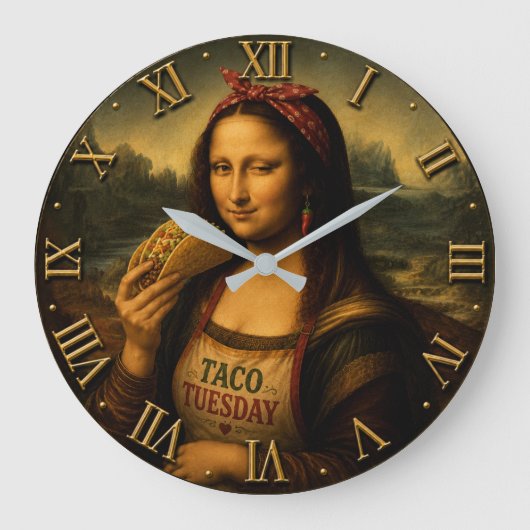 Funny Taco Mona Lisa Große Wanduhr (Vorderseite)