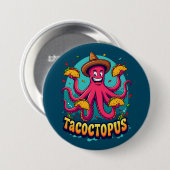 Funny Taco Octopus Cartoon Food Puff Button (Vorne & Hinten)