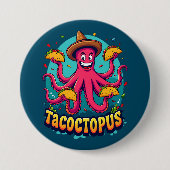 Funny Taco Octopus Cartoon Food Puff Button (Vorderseite)