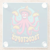 Funny Taco Octopus Cartoon Food Puff Glasuntersetzer (Rückseite)