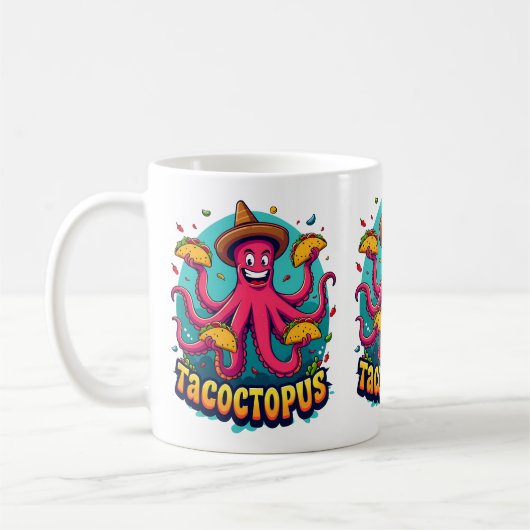 Funny Taco Octopus Cartoon Food Puff Kaffeetasse (Links)